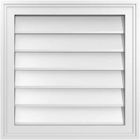 Ekena Millwork Vertical Surface Mount PVC Gable Vnt: Non-Functional, w/2"W x 1-1/2"H, Brickmould Frame, 20"W x 20"H GVPVE20X2002SN